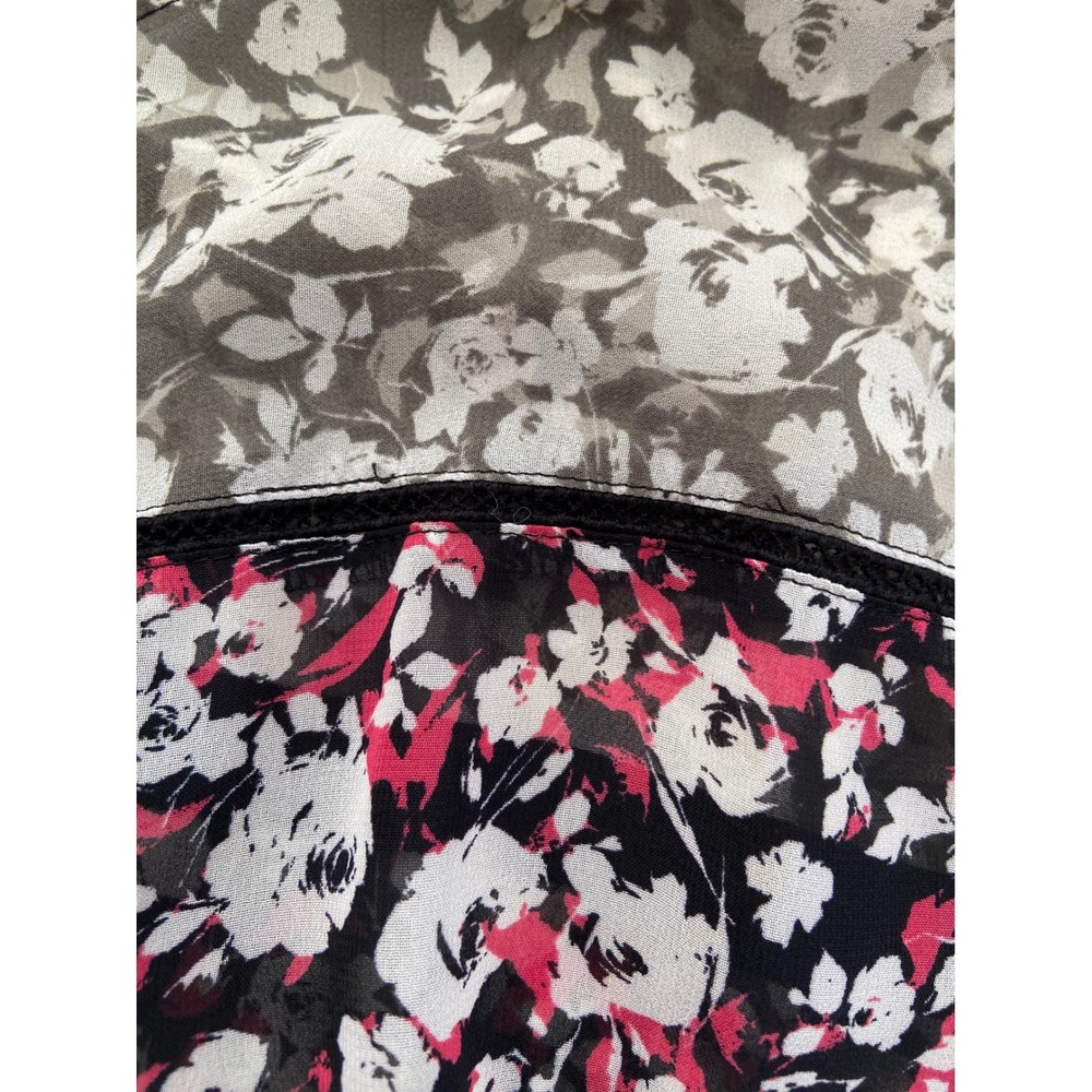 Lane Bryant Floral Dolman Sleeve Bubble Hem Blouse Pink Black Mixed Print 14/16 - Picture 3 of 9